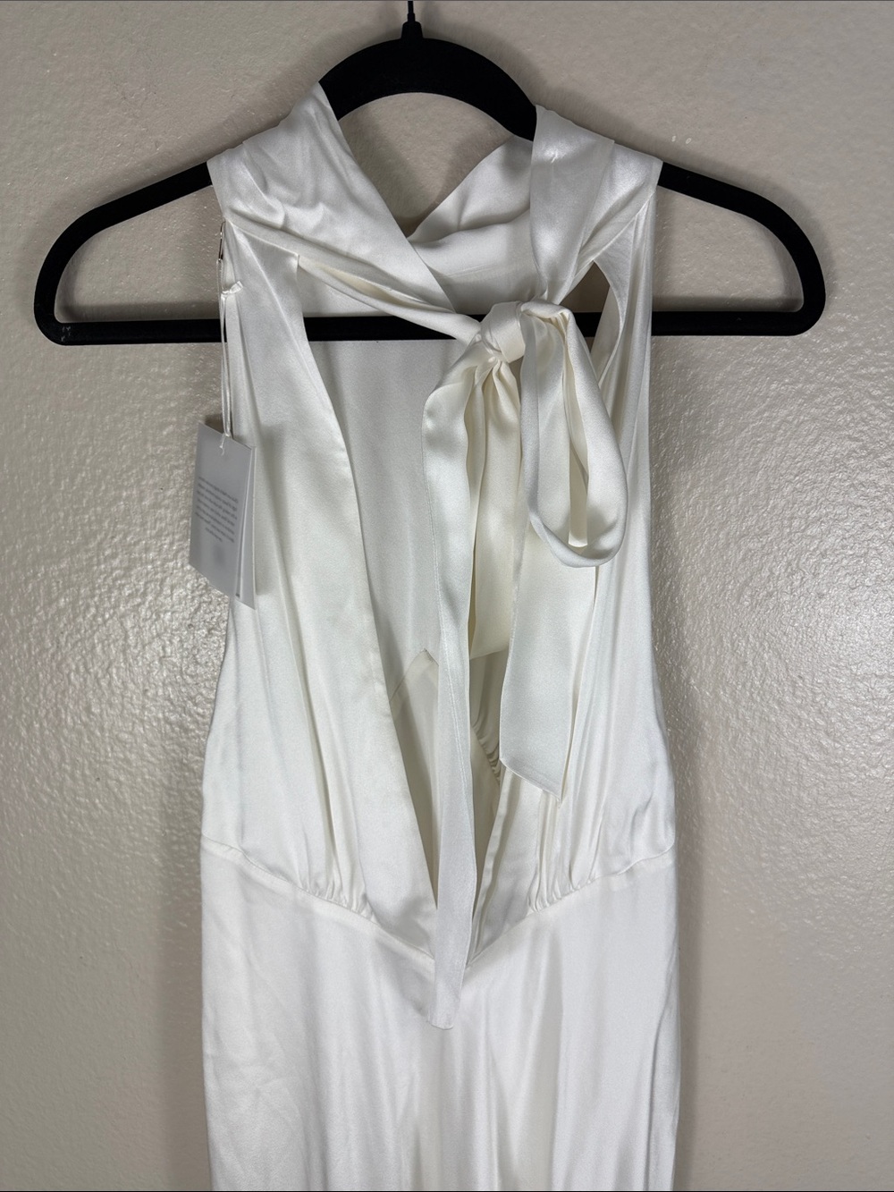 OLIVIA VON HALLE Greta Ivory Silk Habotai Halter Neck Dress - Picture 9 of 13